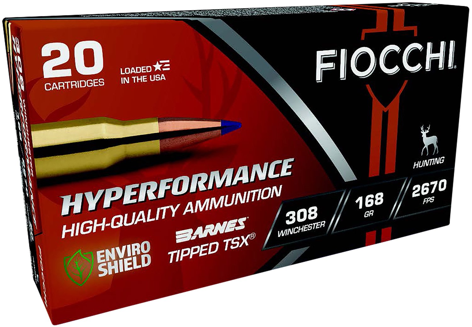 Fiocchi 308TTSX Hyperformance 308 Win 168gr Barnes Tipped TSX 20/Box - Fiocchi - BARNES TIPPED TSX