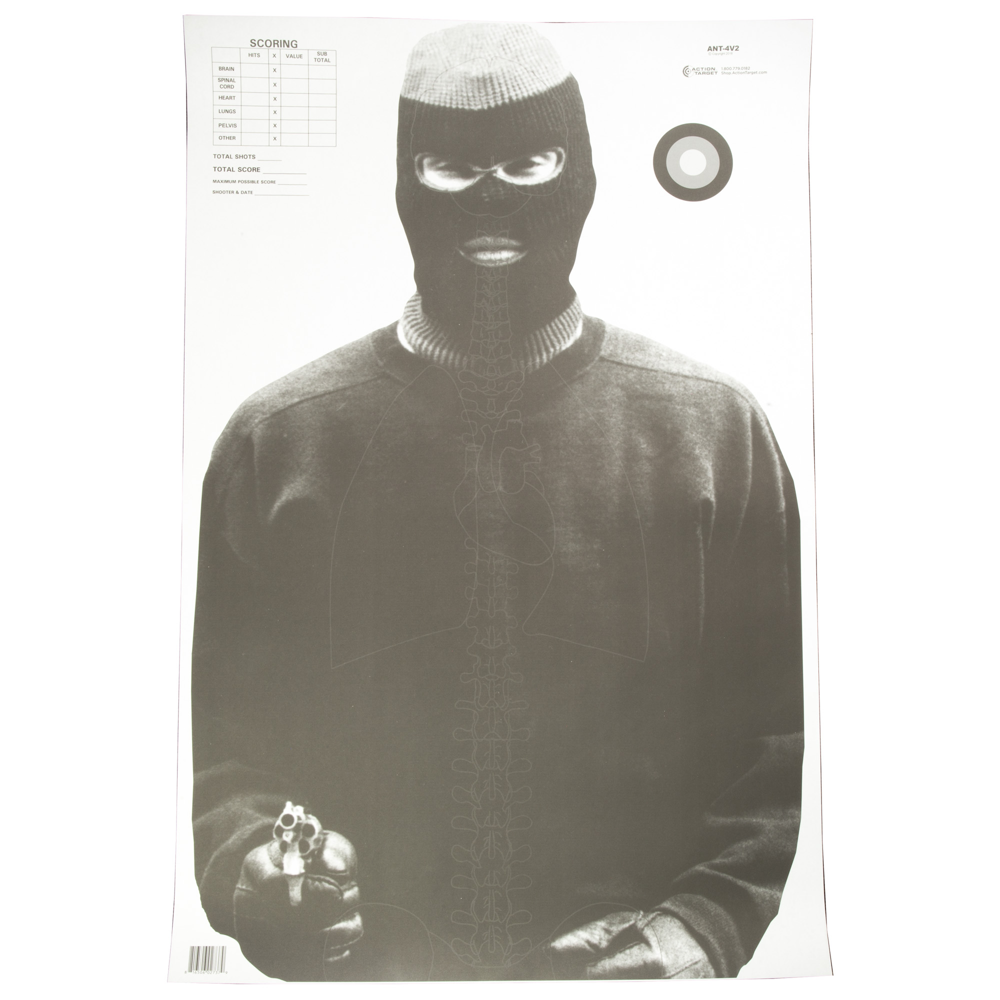 Action Target ANT-4V2-100 Training Target 23 in x 35 in Black White