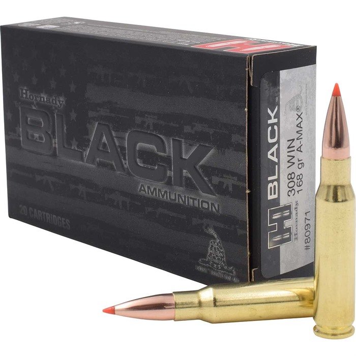 Hornady BLACK 308 WIN 168GR A-MAX POLYMER TIP BOAT TAIL 200/CASE