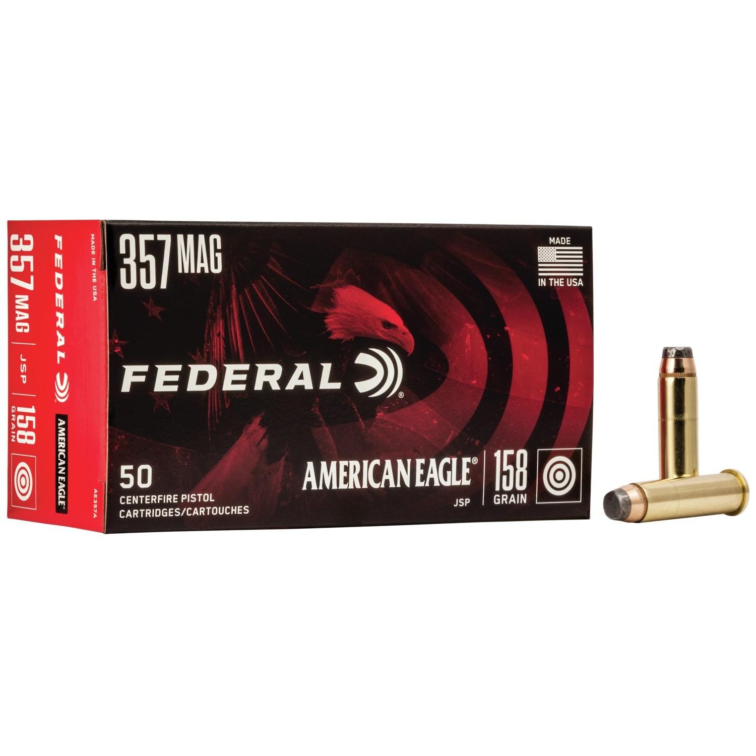 Federal AE357A 357 Magnum 158 Grain Jacketed Soft Point 50 Rounds - Federal Premium Ammunition - JACKETED SOFT POINT