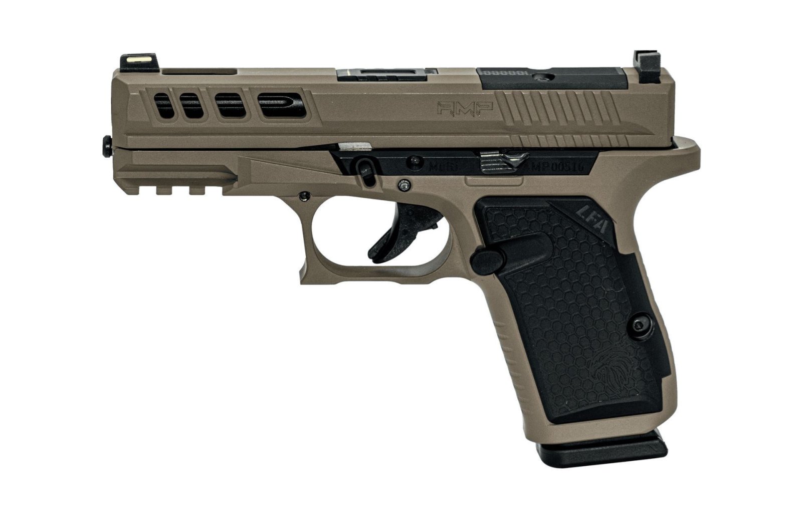 LFA LF AMP G19 Frame 9x19 3.925" Barrel 15Rd Non Ported Barrel Flat Dark Earth (FDE) - Live Free Armory