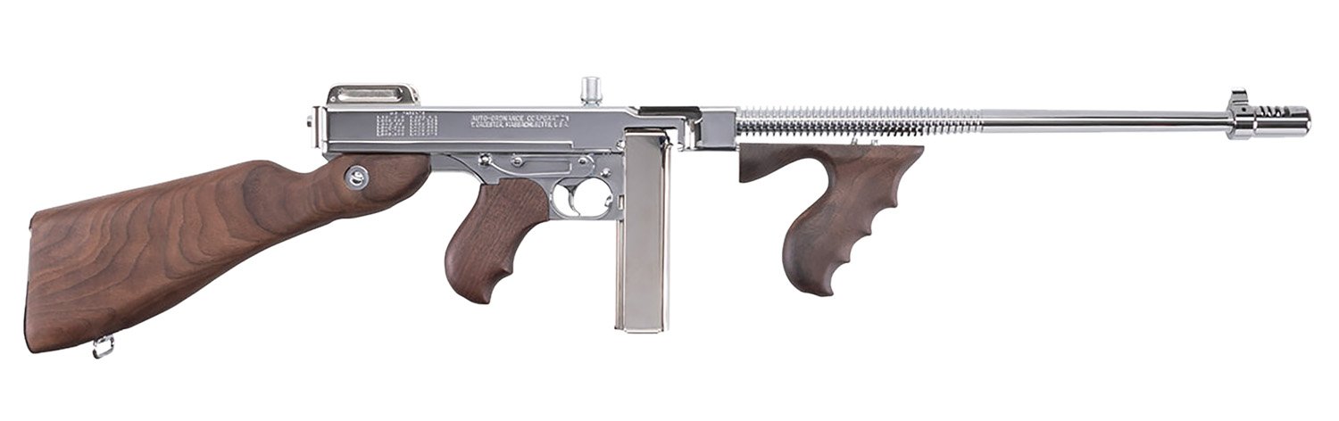 Thompson T150DCR 1927A-1 Deluxe Carbine, .45 ACP, 16.5" Barrel, 50/20 Round Capacity, Hard Chrome Plated, American Walnut Stock - Auto-Ordnance - .45ACP