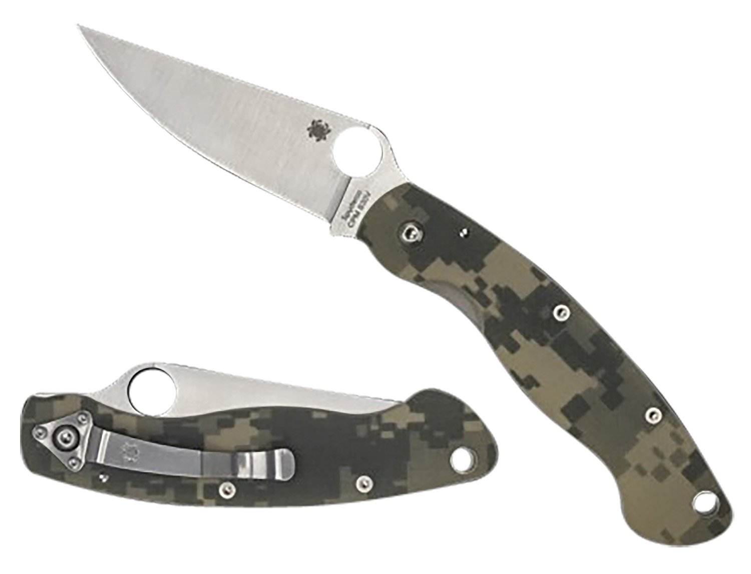 Spyderco Military C36GPCMO Folding Knife with Non-Reflective DLC Coated Blade, G-10 Handle, and Linerlock - Spyderco - CLIP POINT