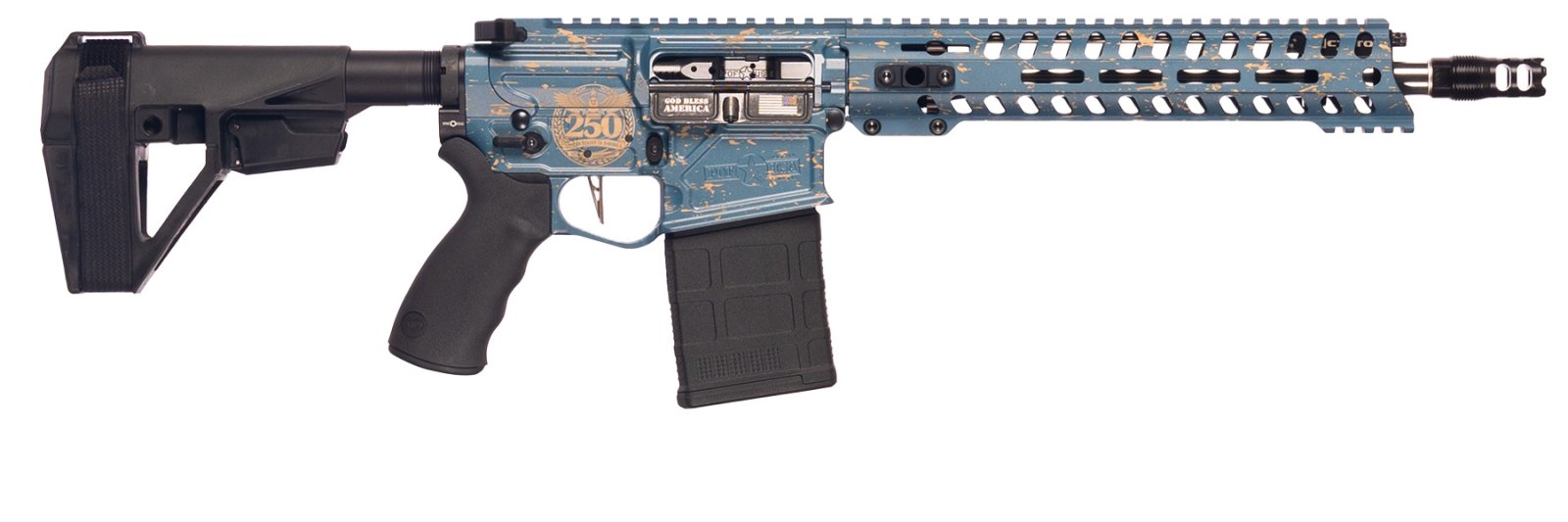 POF USA 02552 Rogue USA 250th 308 Win 12.5" Custom Blue Titanium Cerakote Semi-Auto Pistol