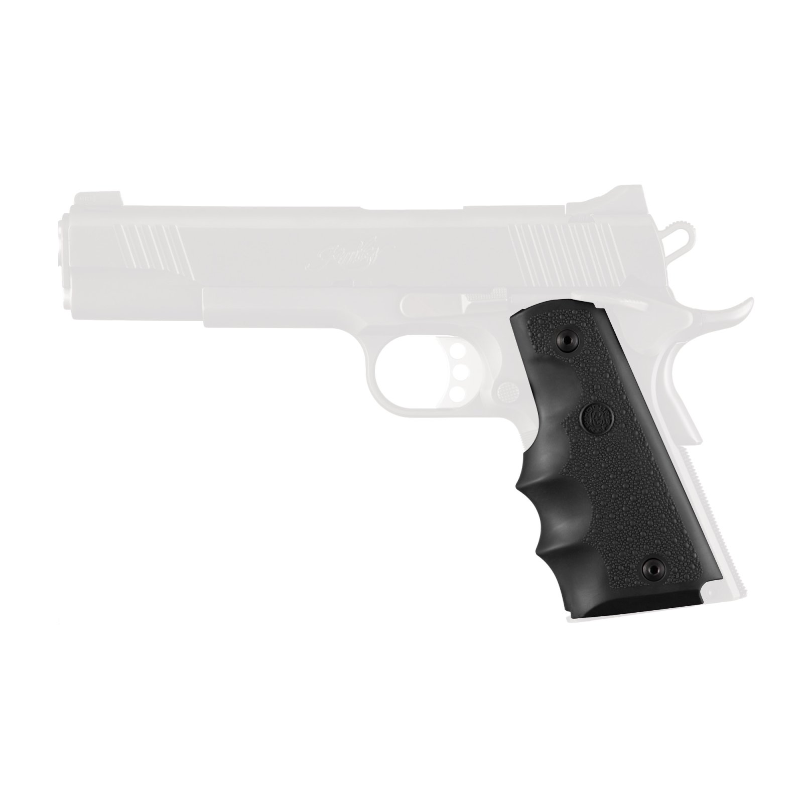 Hogue 45000 OverMolded Grip Black Rubber with Finger Grooves for 1911