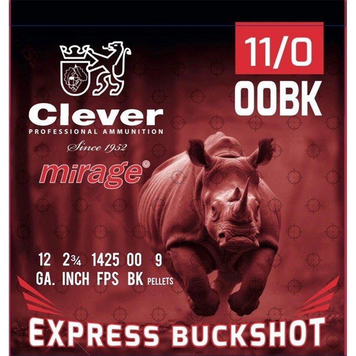 CLEVER MIRAGE EXPRESS BUCKSHOT 12GA 2-3/4" 9 PELLET #00 250/CASE - CLEVER - 12 GAUGE