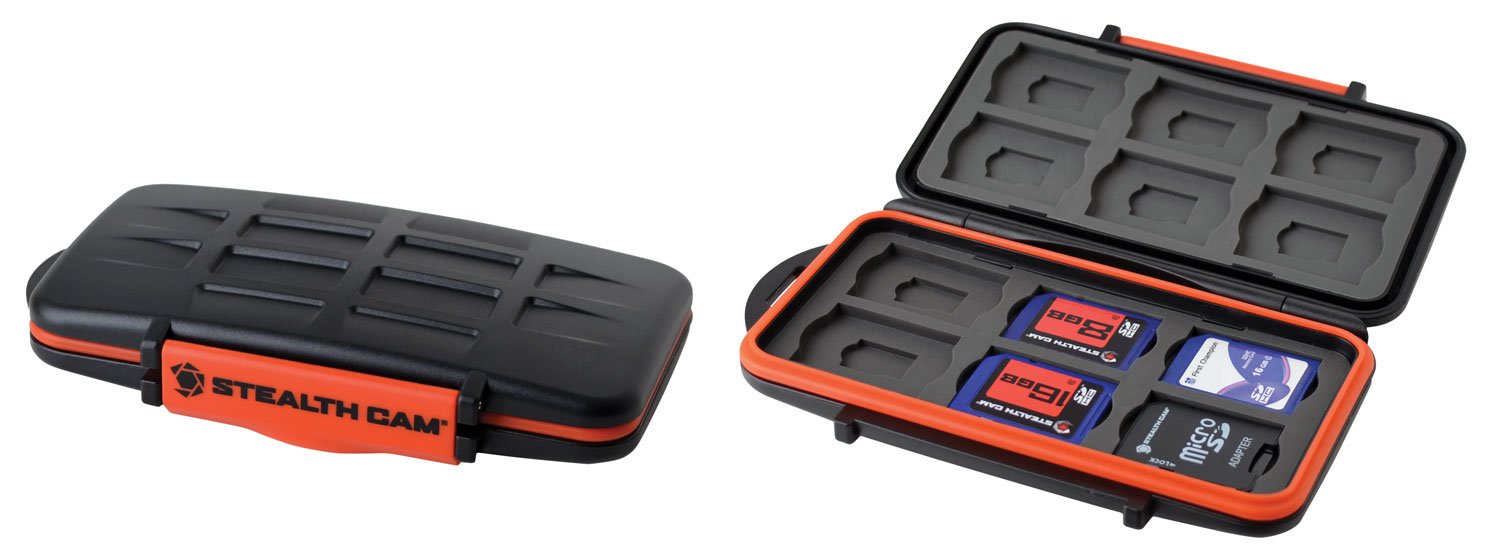Stealth Cam STCMCSC Memory Card Storage Case Black/Orange Polycarbonate - STEAL - SD