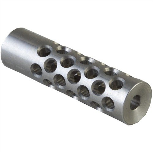 SHREWD #2 MUZZLE BRAKE 22 CALIBER 1/2-28 SS SILVER