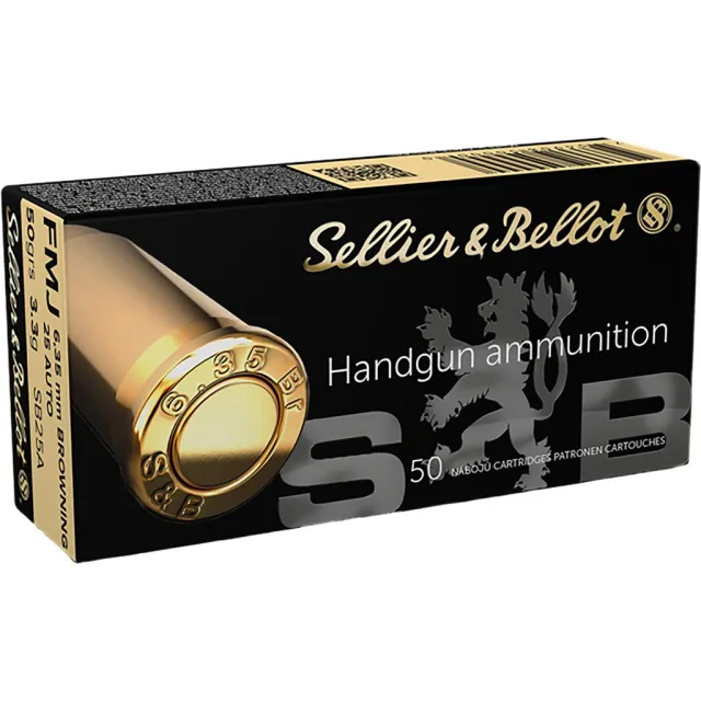 Sellier & Bellot Pistol Ammo 25 Auto/6.35 Browning 50gr. FMJ 50 rd. - Sellier & Bellot