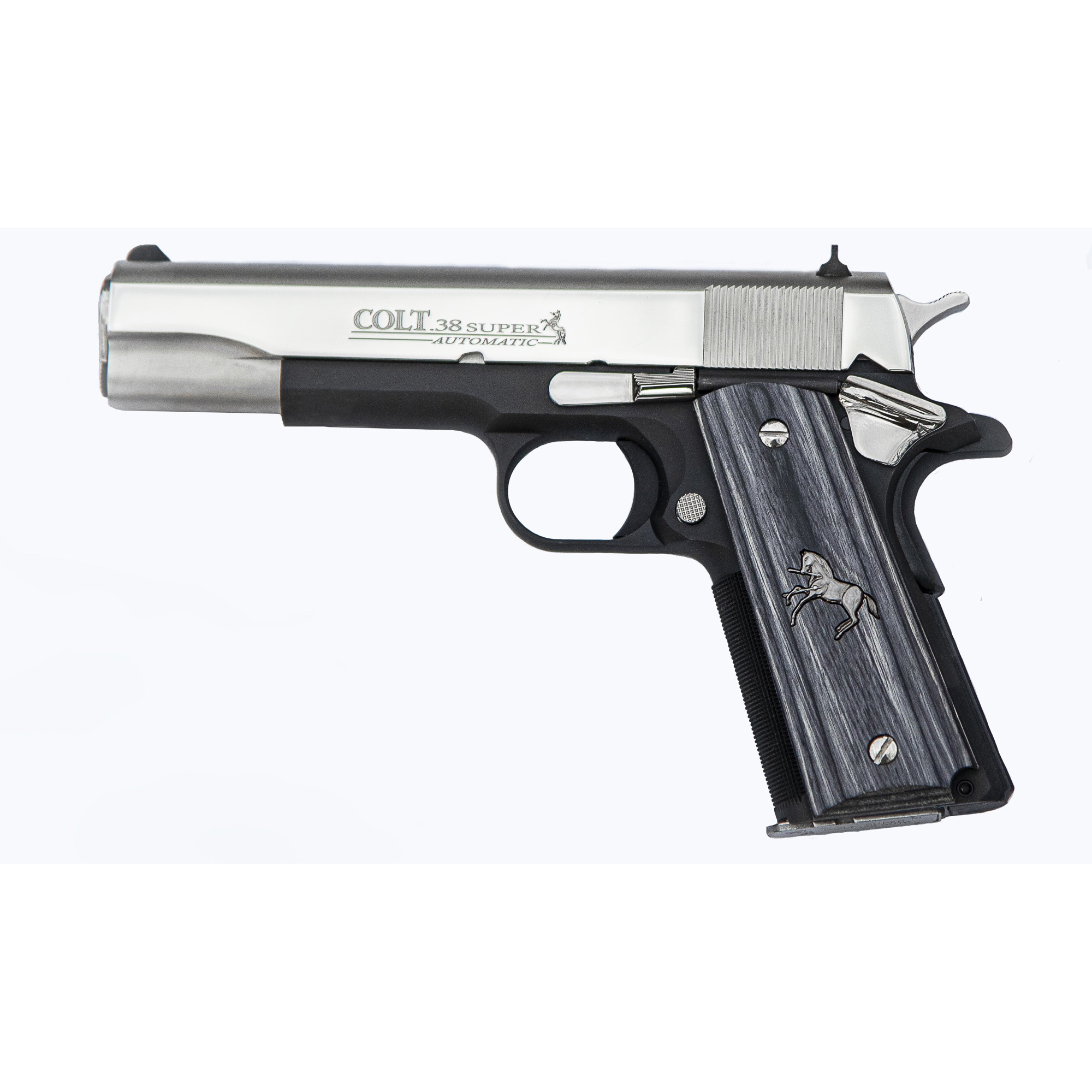 Colt O1911-38-JAL Dark Horse 38 Super 5.0" Nickeled Slide, Polished Flats Semi-Auto Pistol