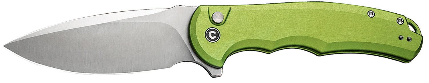 CIVIVI C18026E3 Praxis 3.75" Lime Green Aluminum/Satin Button Knife - CIVIVI - DROP POINT