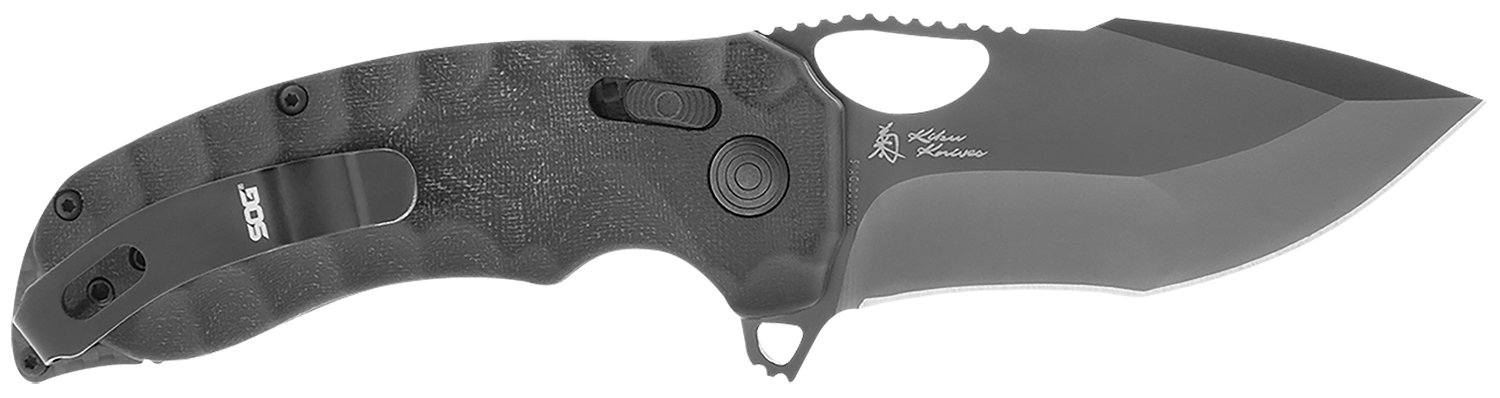 SOG Kiku XR LTE 3" Blackout Knife - CTS XHP Steel, Micarta & Carbon Fiber - SOG - TANTO