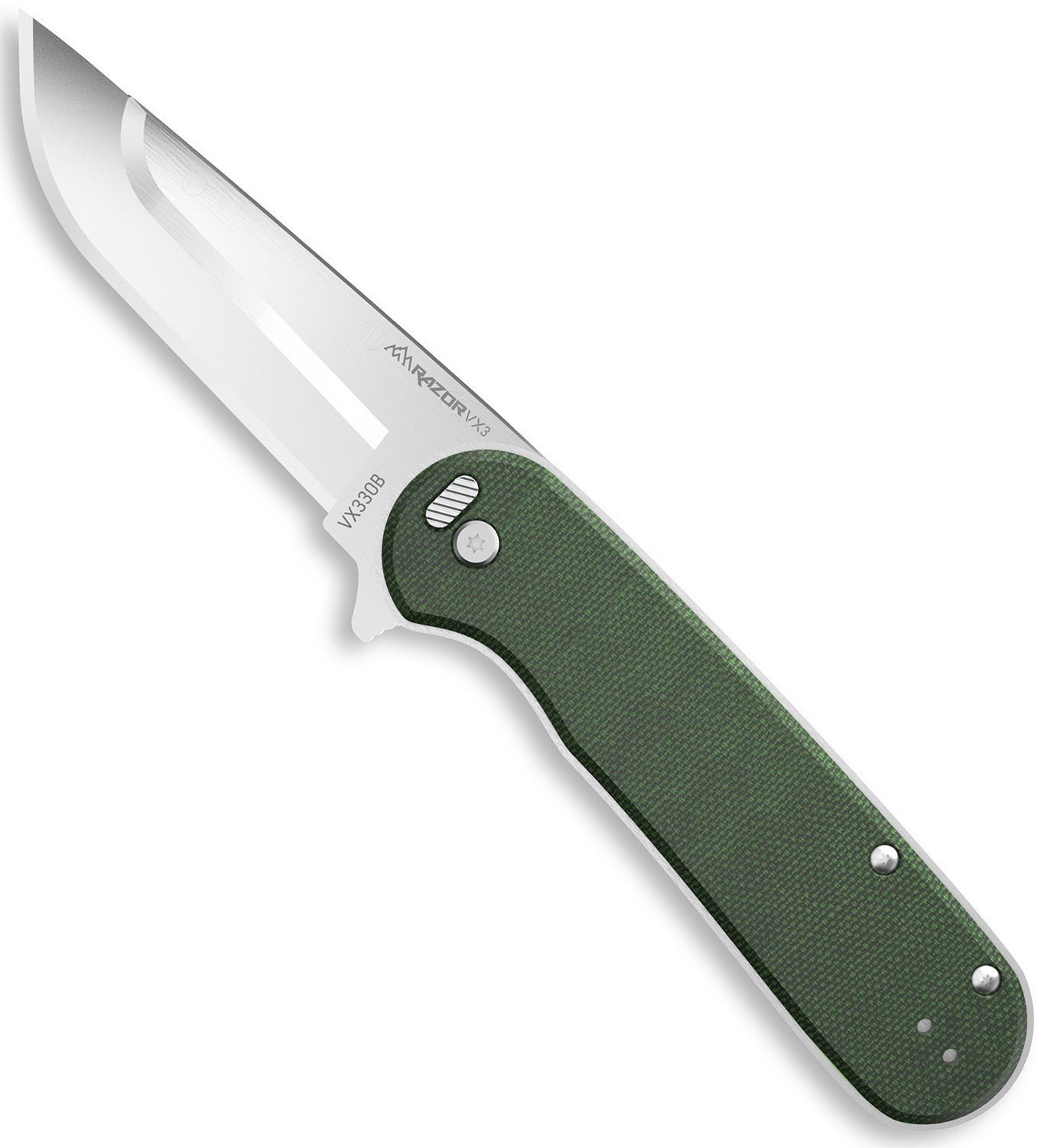 Outdoor Edge VX330B Razor VX3 3" Drop Point 420J2 Blade Green Micarta - Outdoor Edge - DROP POINT