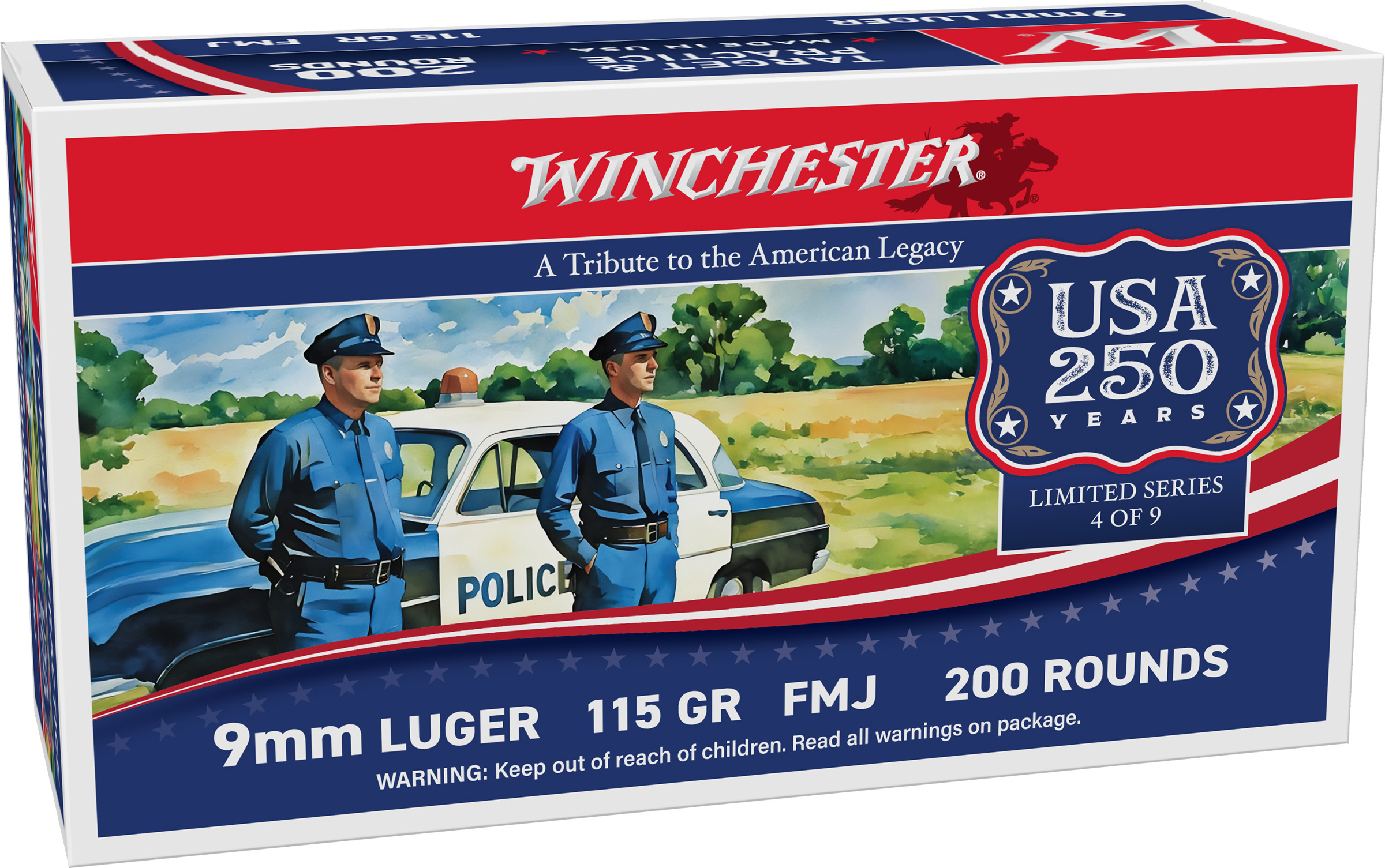 Winchester USA 9mm 115gr FMJ 1000rd Packed in Trays, 9mm Luger, Full Metal Jacketed, 115 Grains
