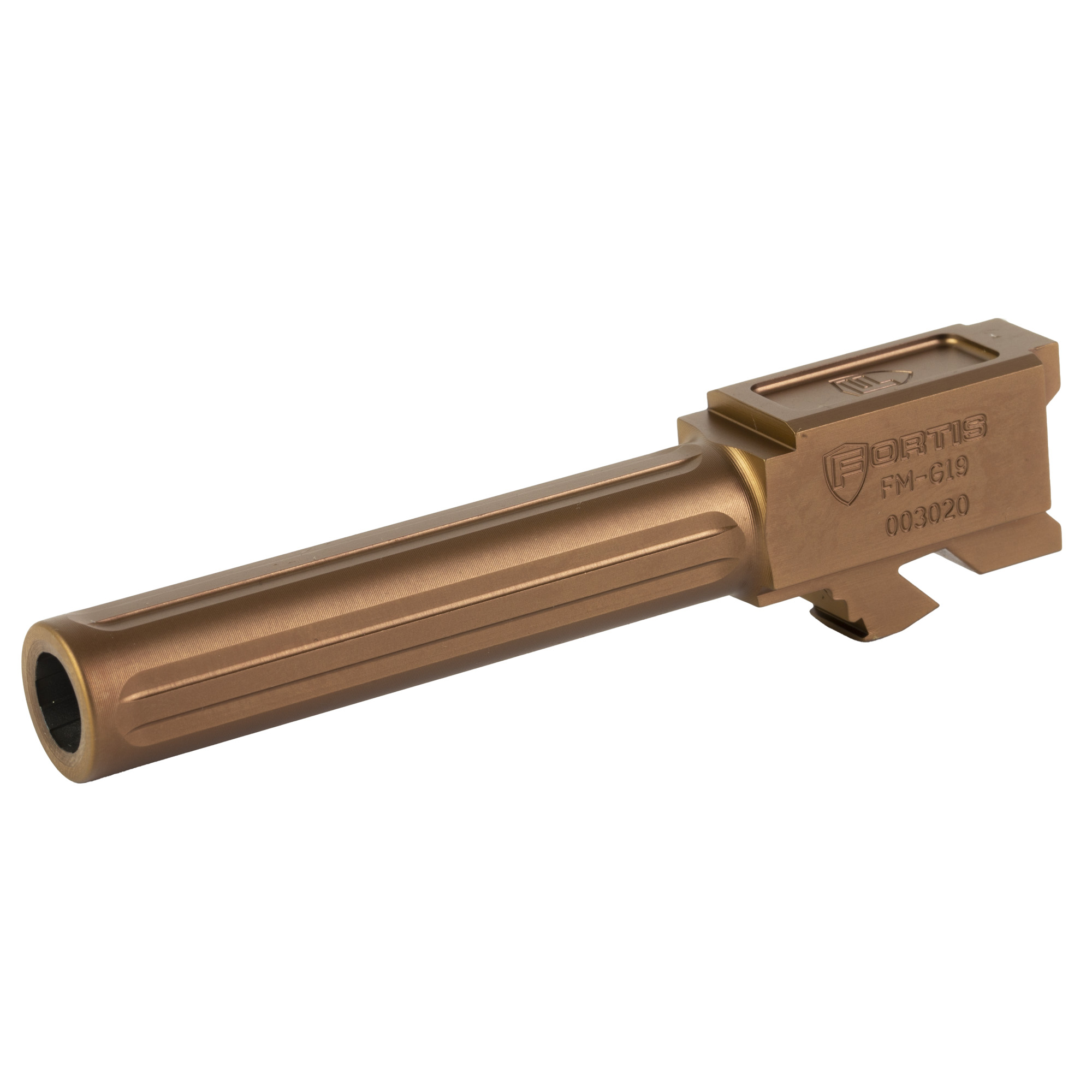 Fortis FM-G19-CPPR 9MM 4" Barrel, Copper TiN, Fluted, 416R Stainless Steel