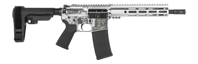 Shark Coast Tactical SCC07374DOD-P Day of the Dead 5.56 NATO 30+1 10.50" Black Nitride Threaded Barrel, Aluminum Laser Engraved Receiver w/Picatinny Rail, M-LOK Handguard, Polymer SB Tactical SBA3 Br - SHARK - 5.56 NATO