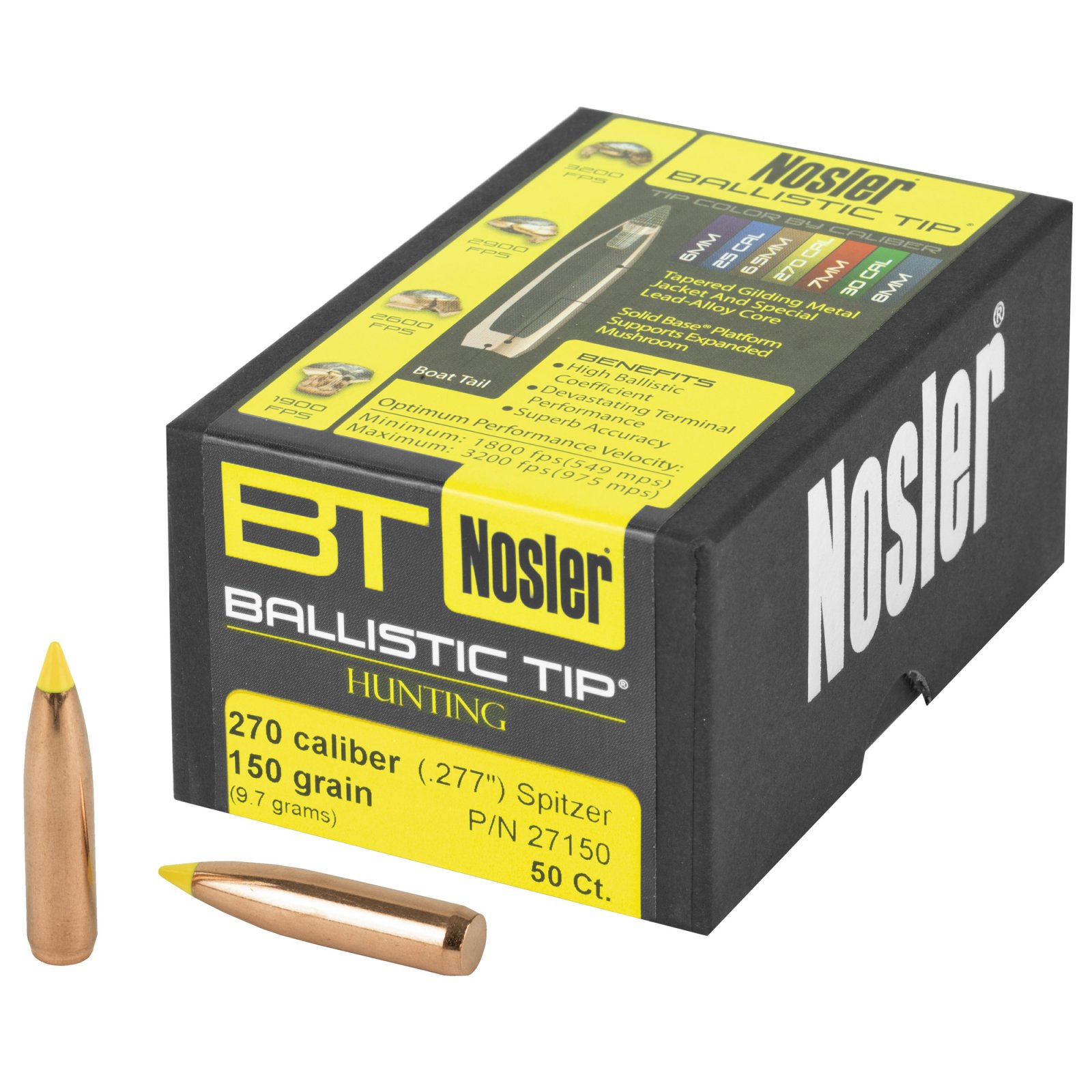 Nosler 27150 .270 Caliber 150 Grain Spitzer 50 Count Hunting Bullets
