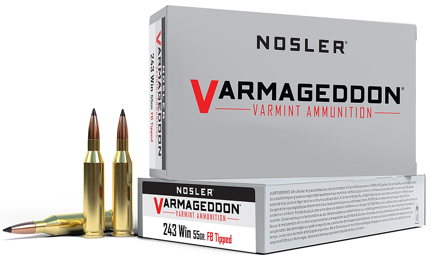Nosler Varmageddon 65165 243 Winchester 55 Grain Tipped Flat Base 20 Rounds - Nosler - FLAT BASE TIPPED