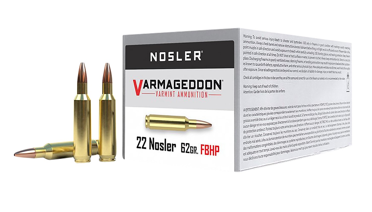 Nosler Varmageddon 22 Nosler 62 Grain Flat Base Hollow Point 50 Rounds - Nosler - FLAT BASE HOLLOW POINT