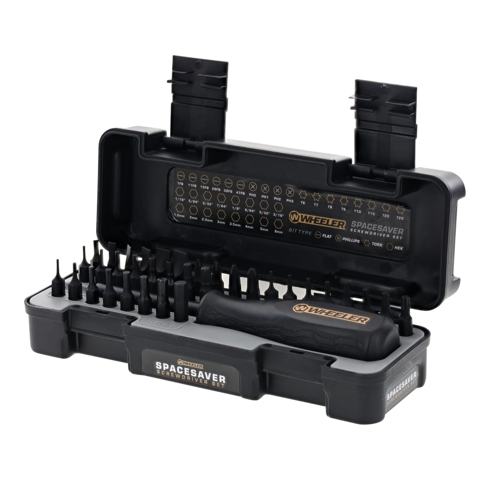Buy Wheeler 4001005 36-Piece Black Spacesaver Screwdriver Set - SAE/Metric Hex, Torx, Phillips, Flat Bits online