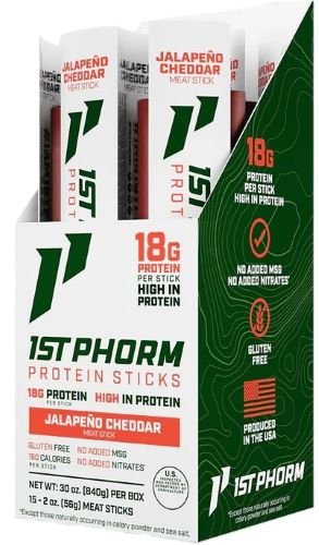 1ST PHORM PROTEIN BEEF STICKS JALEPENO CHEDDAR 15 - 1ST PHORM
