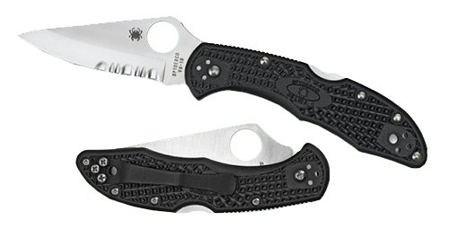 Spyderco C11SBK Delica 4 2.88" Serrated VG-10 Blade Black FRN Handle