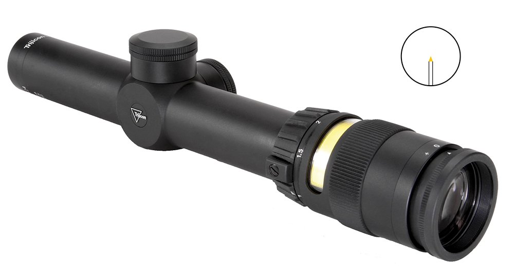 Trijicon AccuPoint 1-4x24mm Illuminated Amber Triangle Post Rifle Scope, Battery-Free, Multi-Coated Lenses, Waterproof, Fogproof, Shockproof, Aircraft-Quality Aluminum - TRJ*200052 - 24MM