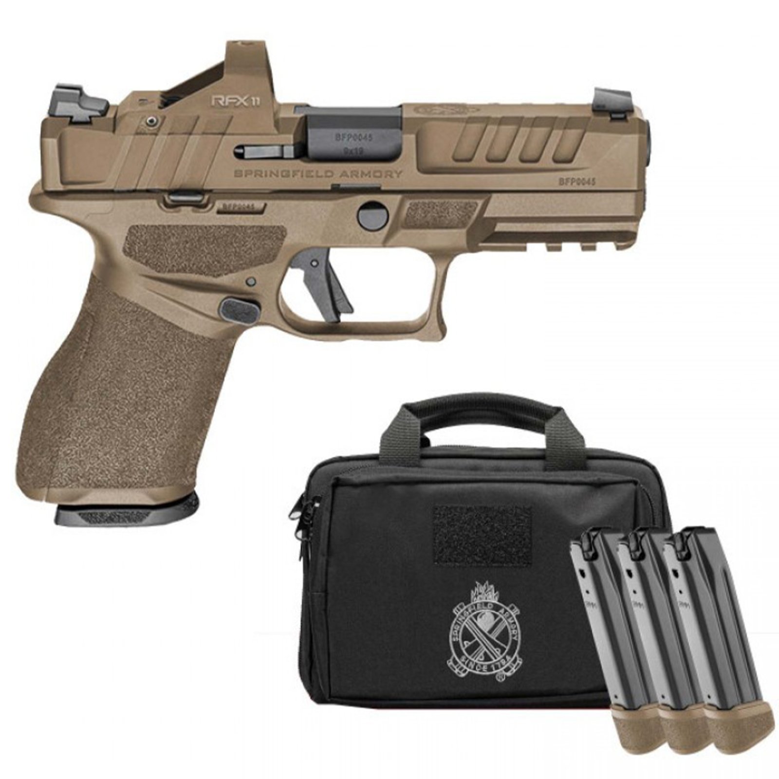 Springfield Armory USA Echelon 9mm Luger 15+1 and 18+1 4.000 Brown Ultra High Impact Polymer