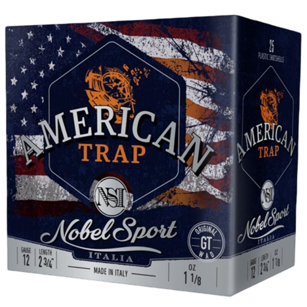 Nobel NSI American Trap Shotshell 12 ga 2-3/4 1-1/8 oz 1145 fps #8 25/ct