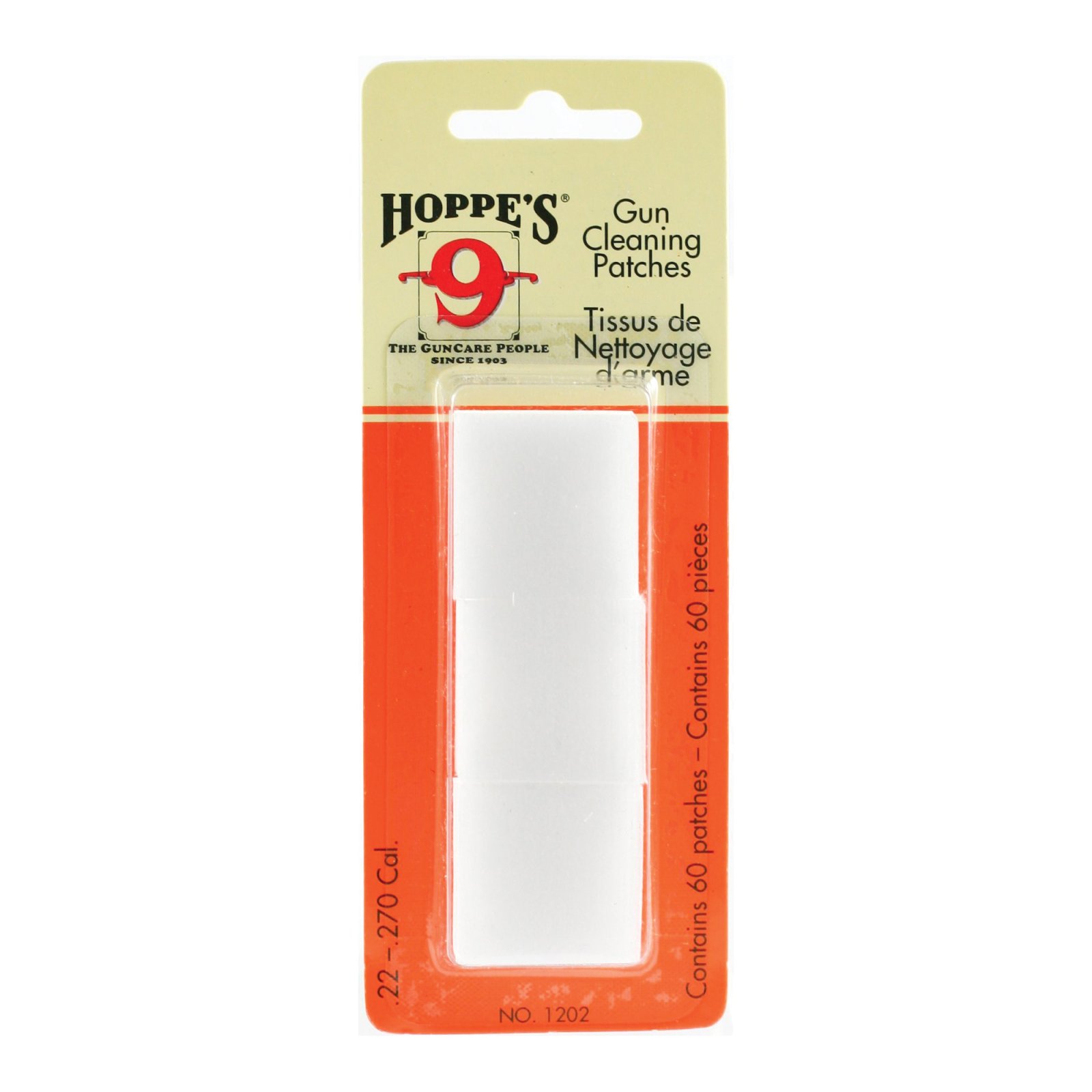 Hoppe's No. 2 Gun Cleaning Patches, .22-.270 Caliber, 60 Pack