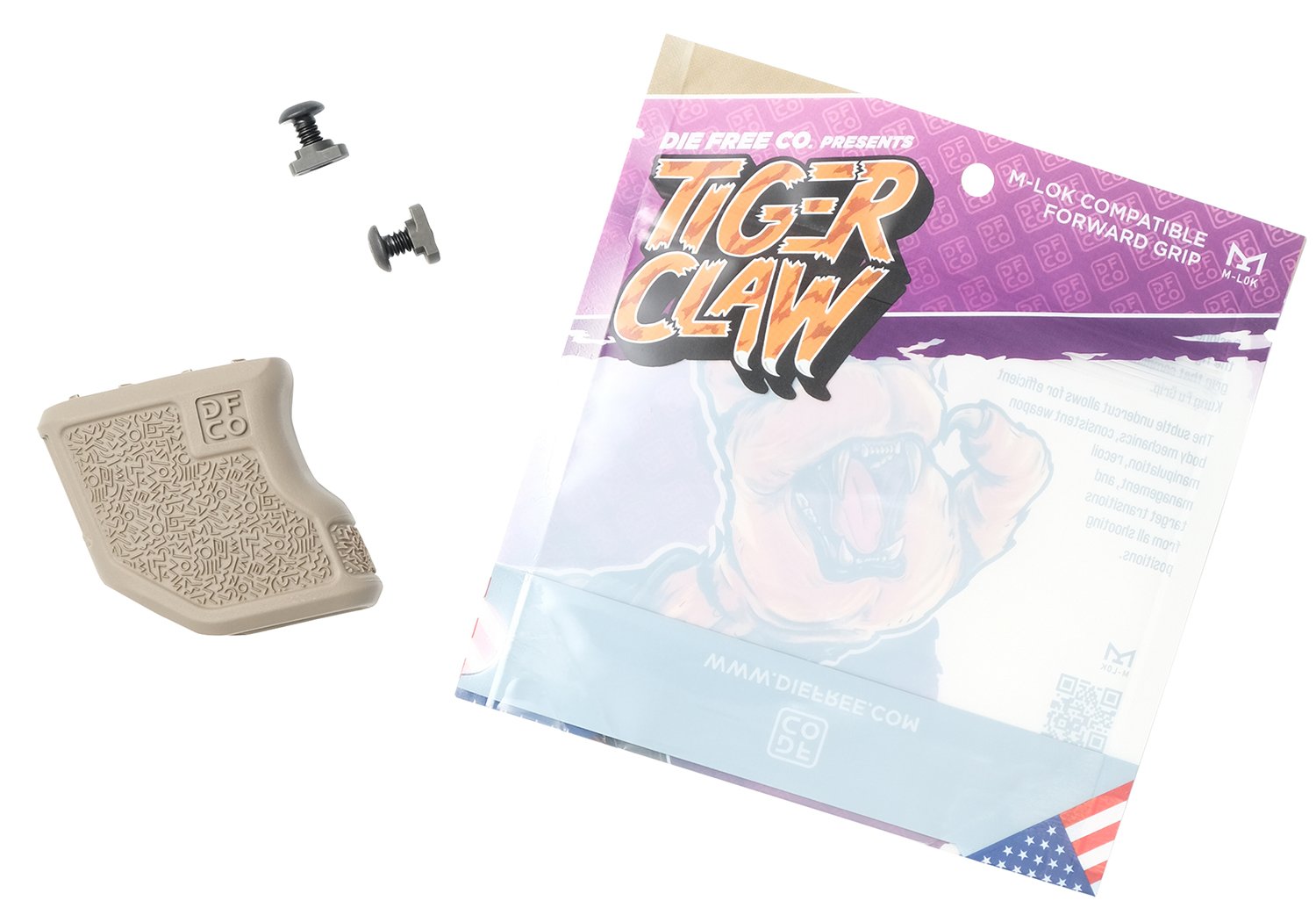 Die Free Co Llc TCMLOKFDE Tiger Claw Flat Dark Earth Nylon - Die Free Co - TIGER CLAW