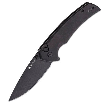 SENCUT S21022B-1 Serene Black Aluminum D2 Blade Button Lock Knife 3.48" - SEN