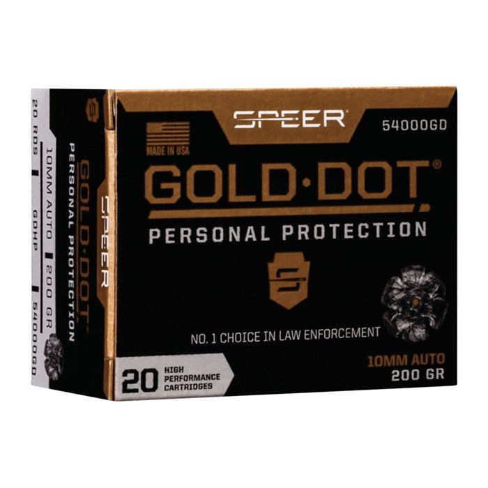 Speer Gold Dot 10mm Auto 200gr JHP Personal Protection 20/Box - Speer - 10 MM AUTO