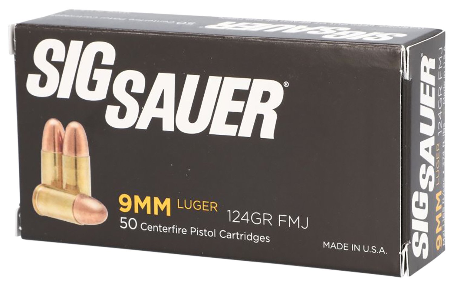 Sig Sauer Elite Ball 9mm 124gr FMJ Ammo 50rds E9MMB2-50