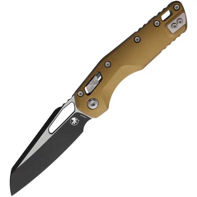 Microtech MSI 210-1TA 3.88 In Wharncliffe Black Tan Aluminum Handle