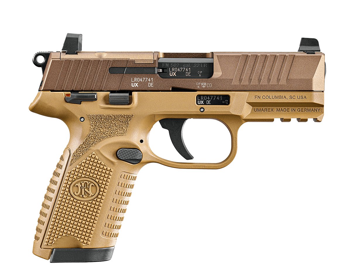 FN AMERICA FN 502 MRD .22LR 4in 2x10rd FDE SAO Pistol (66-101012) - FN America - SAO