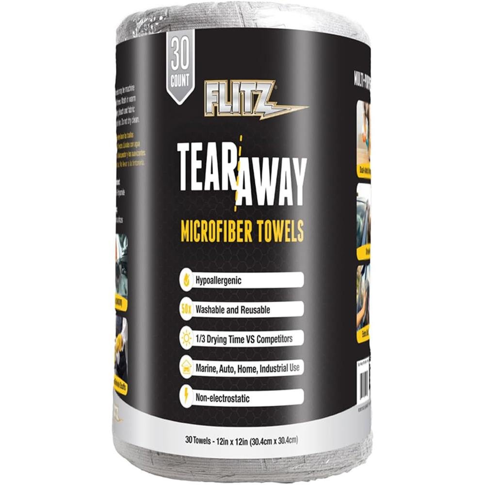 Flitz Tear-Away Microfiber Cloth Rolls 12x12 30/ct