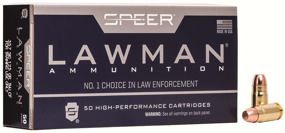 Speer 54232 Lawman 357 Sig 125gr TMJ Clean-Fire Ammo 50 Rounds - Speer - TOTAL METAL JACKET FLAT NOSE