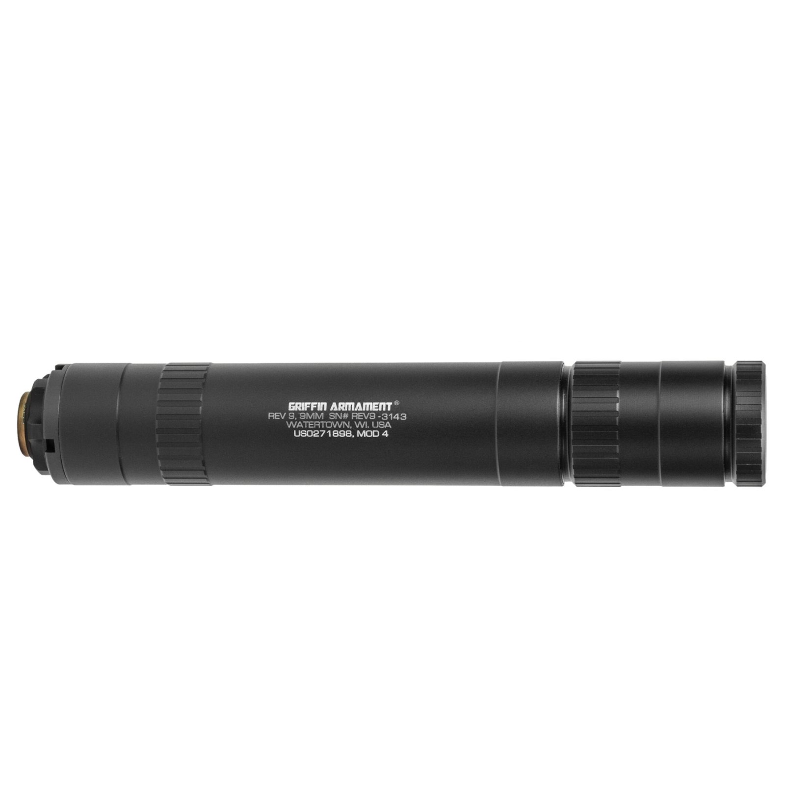 Griffin Armament GAREV9 Suppressor 9MM, 7.6", Aluminum & Steel, Black