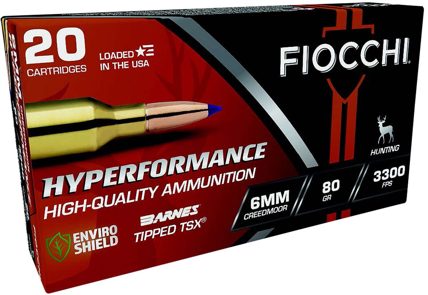 Fiocchi 6CMTT Hyperformance 6mm Creedmoor 80gr Barnes Tipped TSX 20/Box - Fiocchi - BARNES TIPPED TSX