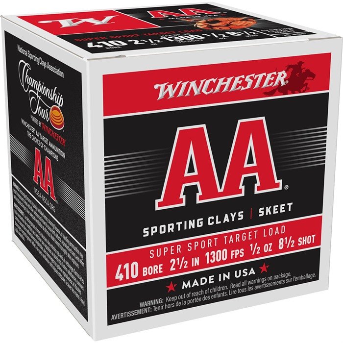 Winchester AA Sporting Clays .410 Bore 2.5" 1/2 Oz #8.5 Shot 250-Rounds - Winchester