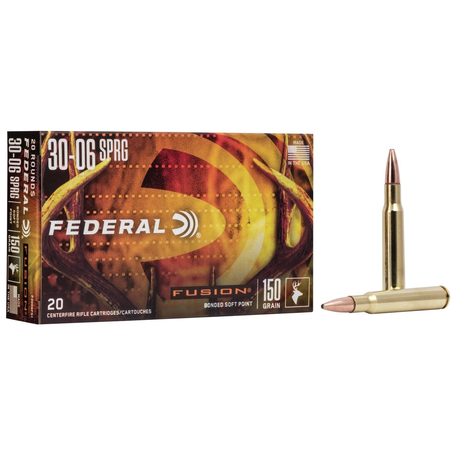 Federal Fusion 30-06 Sprg. 150 Grain Boat Tail Ammo 20 Round Box F3006FS1