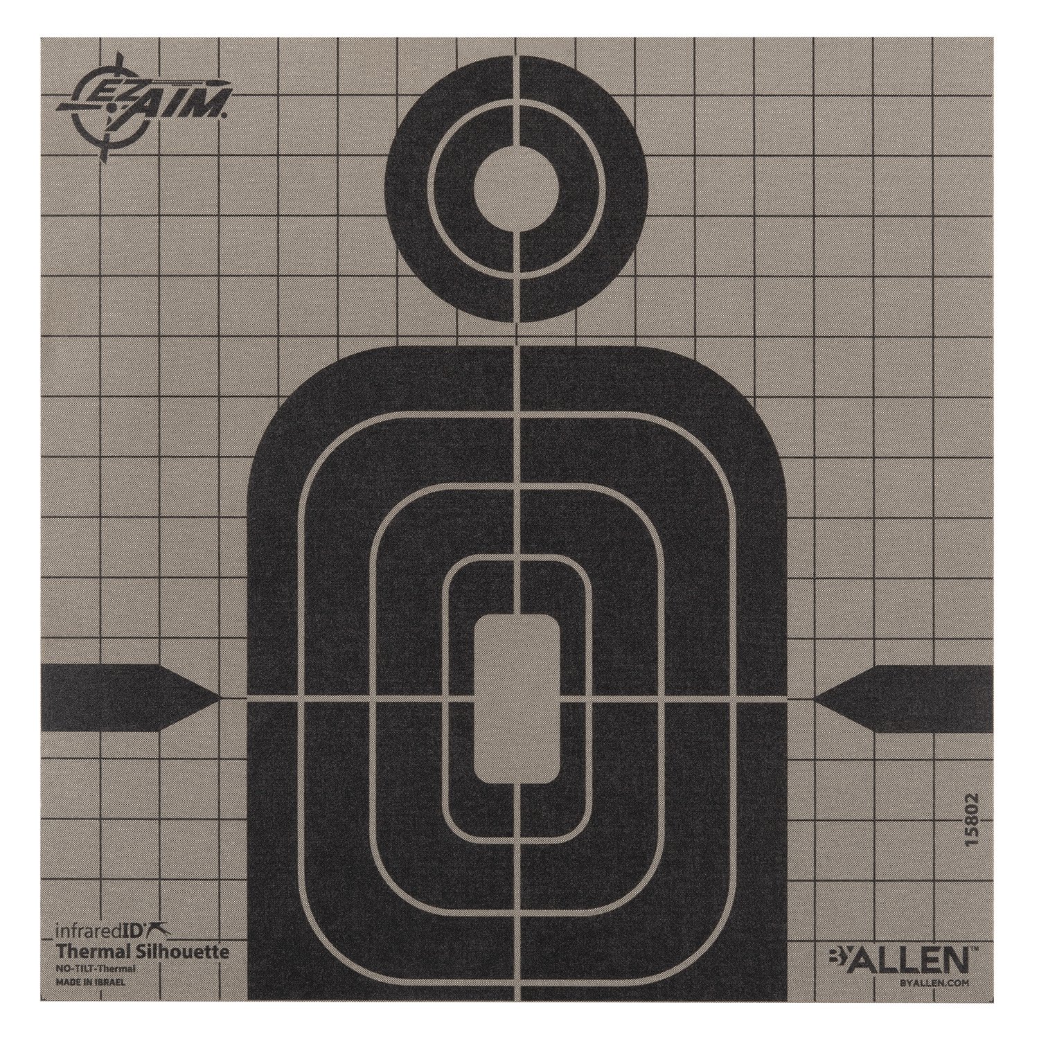 Allen 15802 Thermal Target Silhouette Hanging Paper 8"x8" Black/Gray - Allen Company