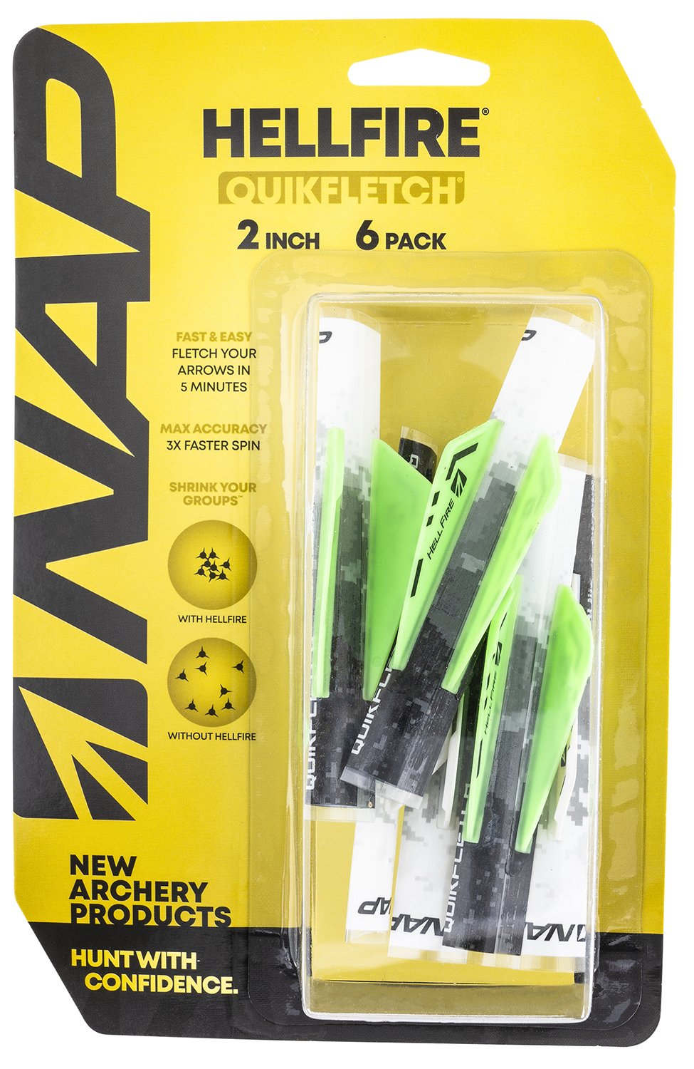 NAP Quickfletch Hellfire Fletching White/Green/Green 6 Pk