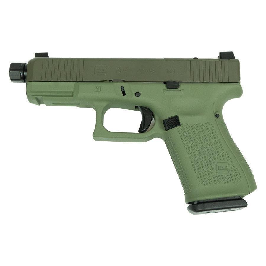 Glock V-Series Model 19 OD Green Cerakote Handgun 9mm Luger 15rd Magazines (3) 4.6 Threaded Barrel Austria Made - Glock
