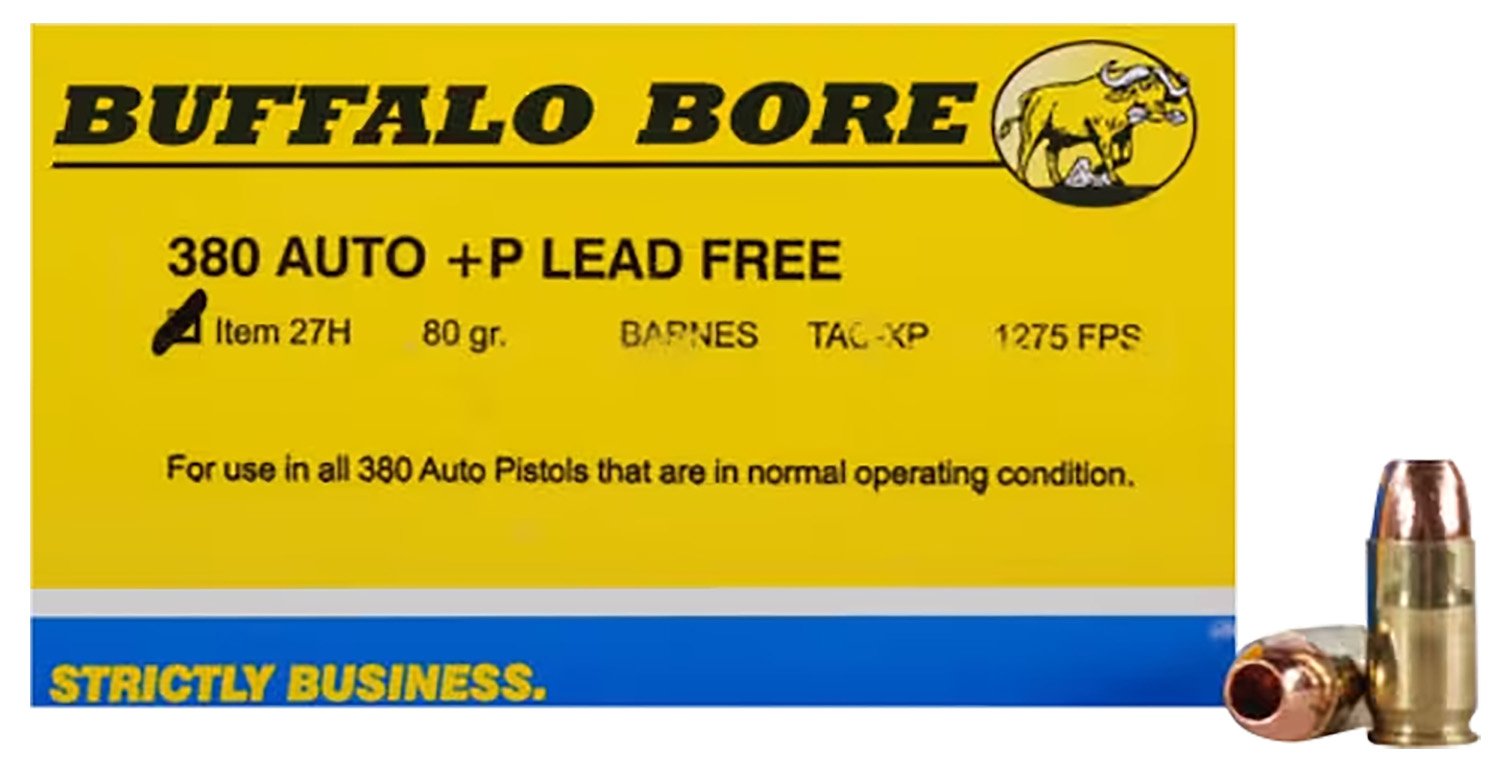 Buffalo Bore 27H20 .380 ACP +P 80gr Barnes TAC-XP Lead-Free Ammo 20 Rds