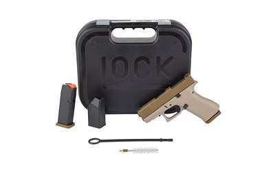 Glock 43X 9mm 3.41" Two-Tone Tan Cerakote (Shark Coast Tactical) 15rd Fixed Sights