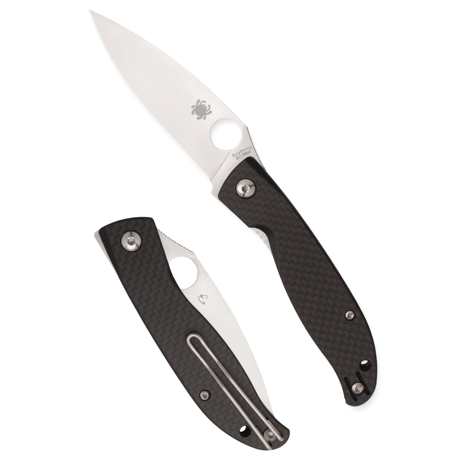 Spyderco Mantra 4 Carbon Fiber Folding Knife 3.34" Drop Point Blade 7.5" - Spyderco