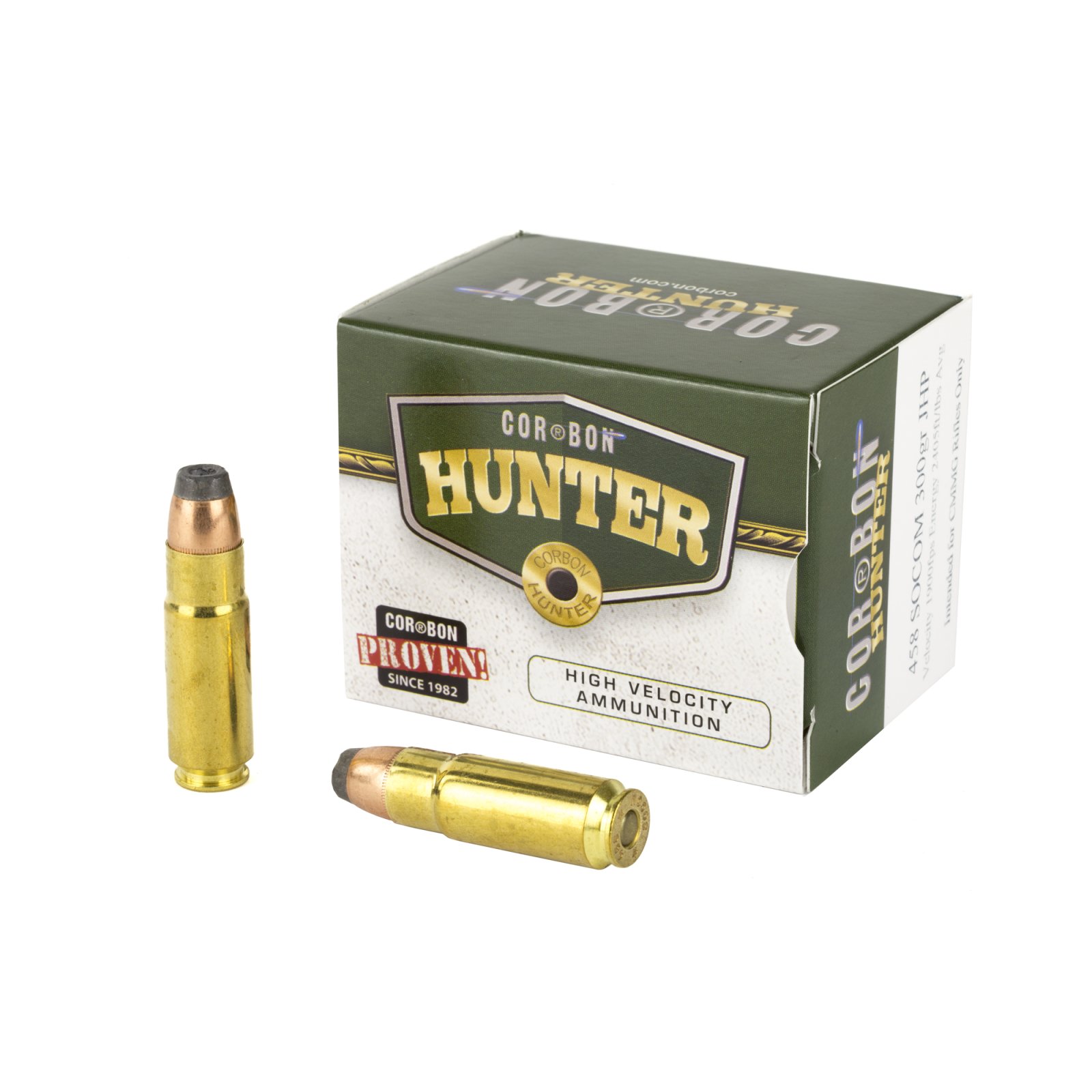 Corbon 458300 458 SOCOM 300 Grain JHP Ammo, 20 Rounds, 1900 fps