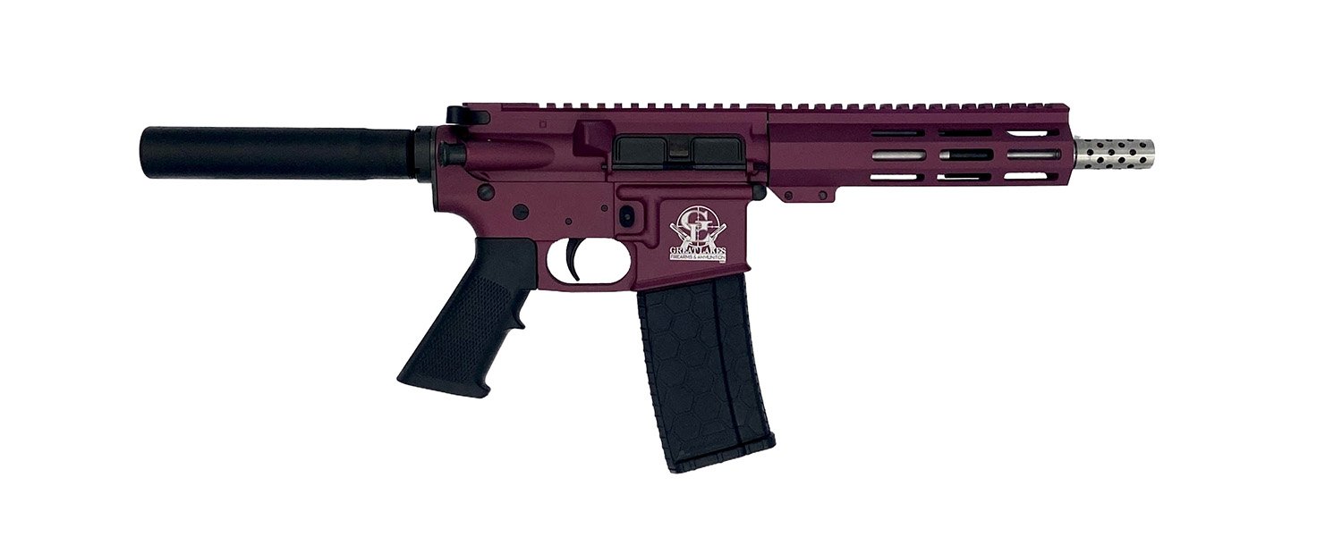 Great Lakes GL15223SSPCHY .223 Wylde AR15 Pistol 7.5" Barrel Black Cherry